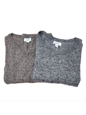 Croft & Barrow | Heather Gray Blue 2 Pack Mens V Neck Pullover Sweaters